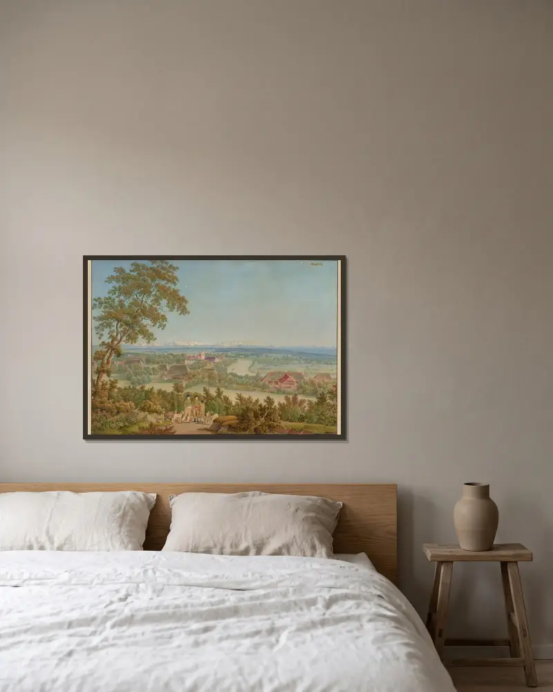 Gottstatt, Kloster, von Nordwesten av Johann Jakob Biedermann inramad på en vägg