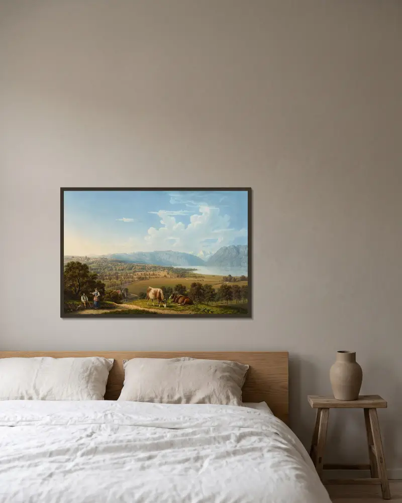 Lausanne, von Nordwesten – Nr. 2 von Johann Jakob Biedermann gerahmt an einer Wand