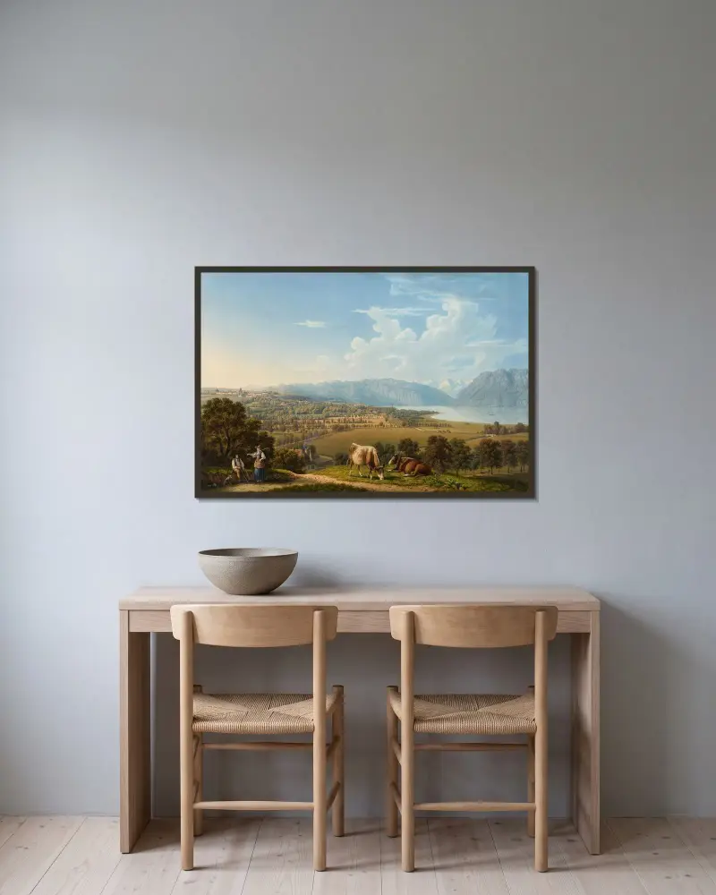 Lausanne, von Nordwesten – Nr. 2 von Johann Jakob Biedermann gerahmt an einer Wand