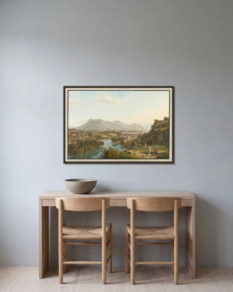 Luzern, från nordväst av Johann Jakob Biedermann inramad på en vägg