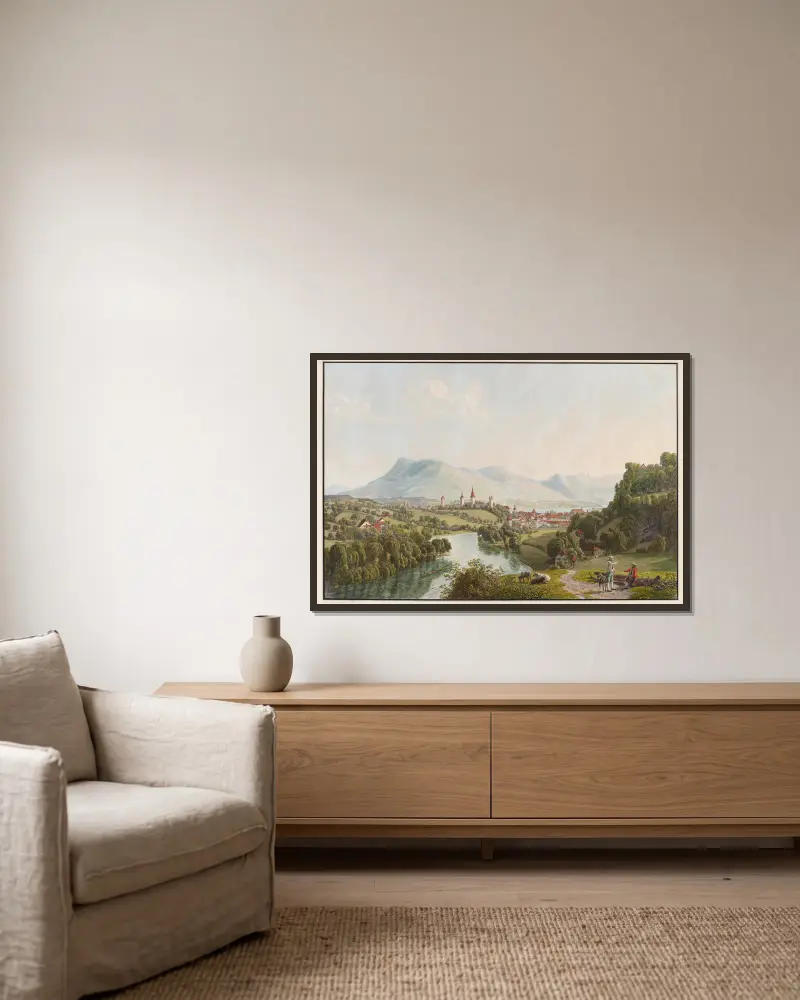 Luzern, von Südwesten av Johann Jakob Biedermann inramad på en vägg