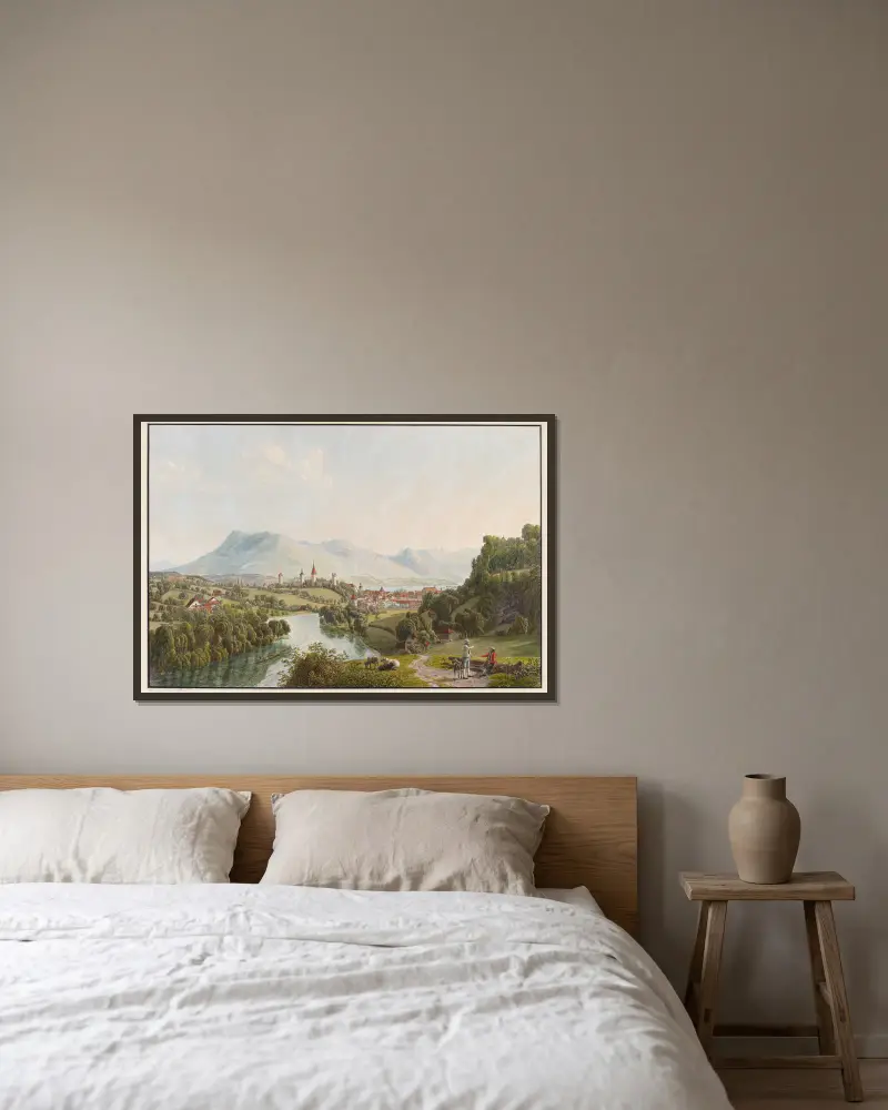 Luzern, von Südwesten av Johann Jakob Biedermann inramad på en vägg