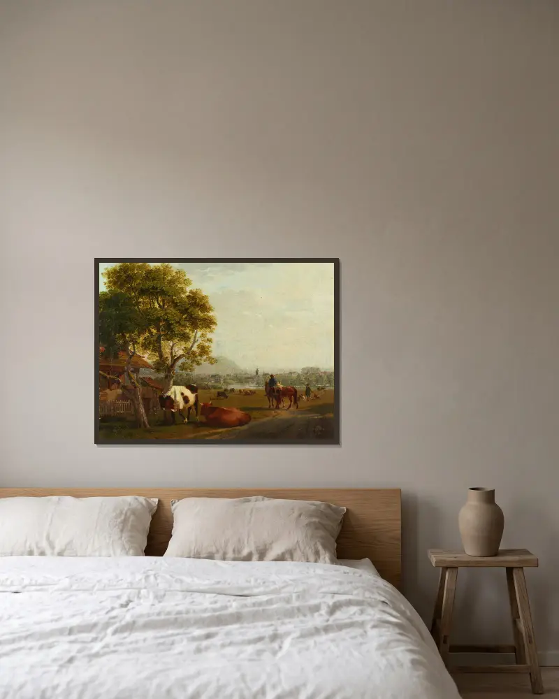 Paysage près de Zurich av Johann Jakob Biedermann inramad på en vägg