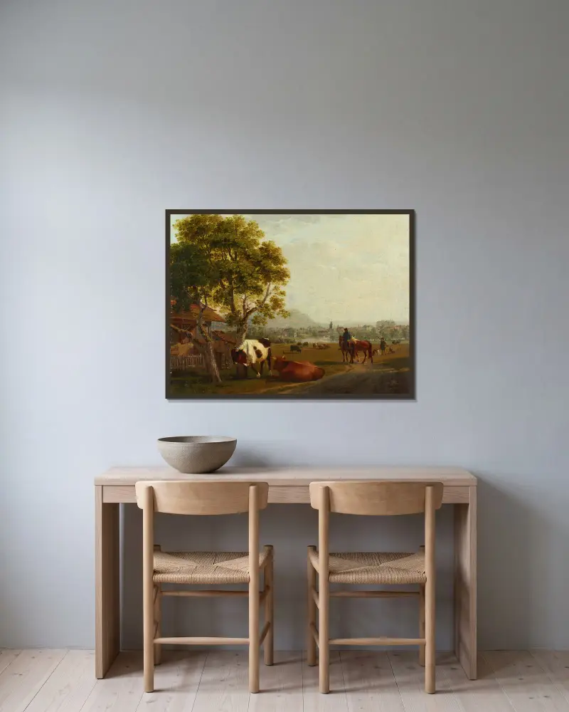 Paysage près de Zurich av Johann Jakob Biedermann inramad på en vägg