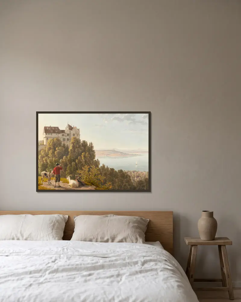 Schloss Salenstein, von Oste av Johann Jakob Biedermann inramad på en vägg