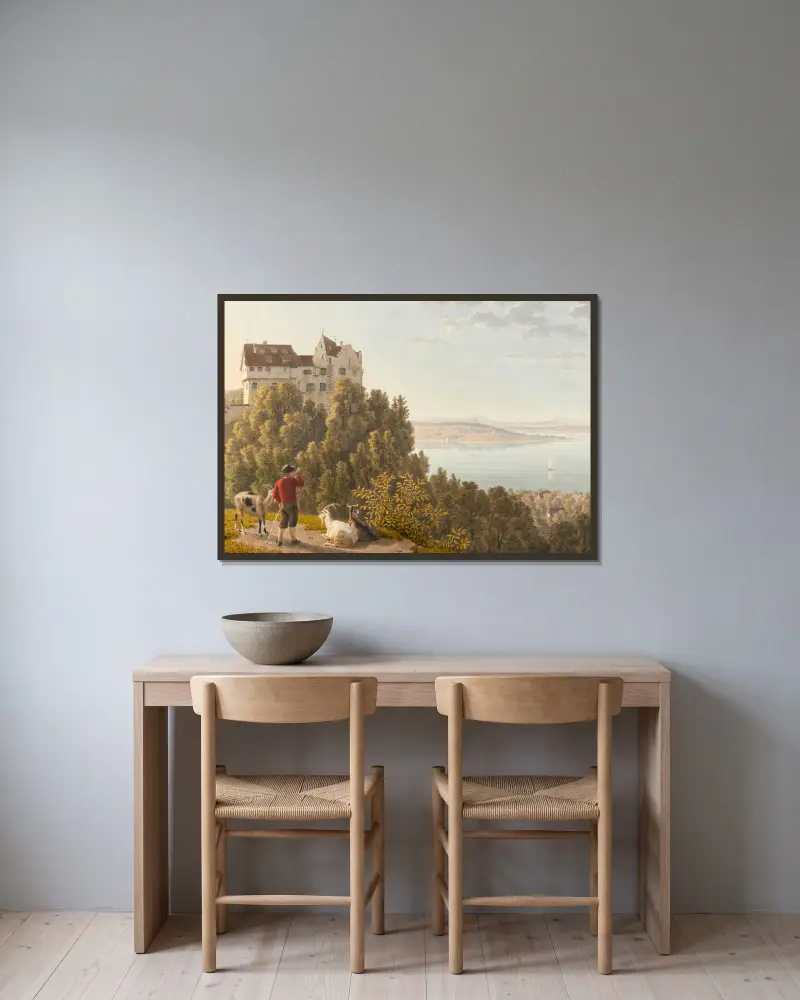 Schloss Salenstein, von Oste av Johann Jakob Biedermann inramad på en vägg