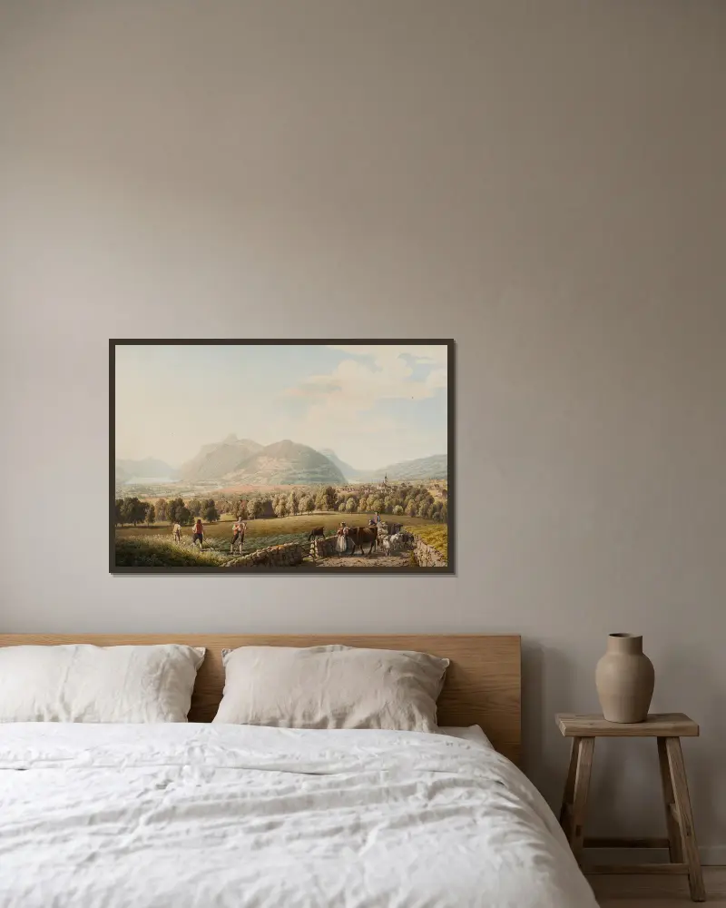 Vue du Bourg de Schwitz av Johann Jakob Biedermann inramad på en vägg