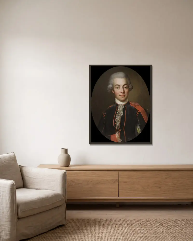 Gustaf Adolf Reuterholm av Jakob Björck inramad på en vägg