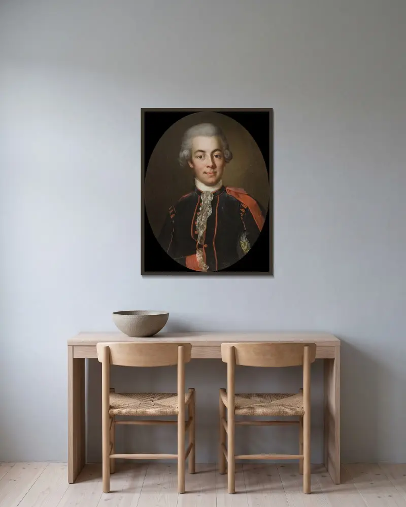 Gustaf Adolf Reuterholm av Jakob Björck inramad på en vägg