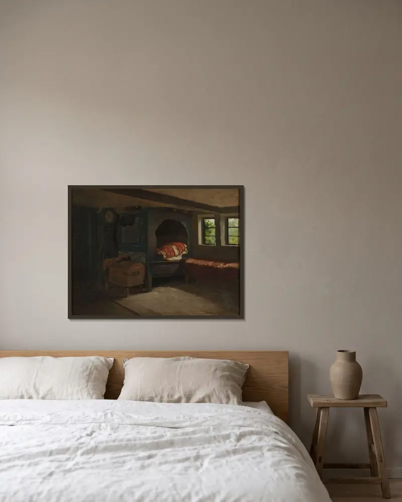 Interior of a Farmer’s Cottage in Skåne av Jakob Kulle inramad på en vägg