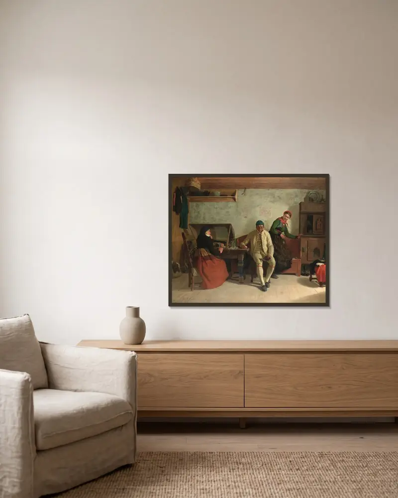 Die Mitgift von Jakob Kulle gerahmt an einer Wand