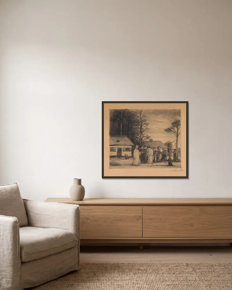 Christus und die Ehebrecherin von Jakob Smits gerahmt an einer Wand