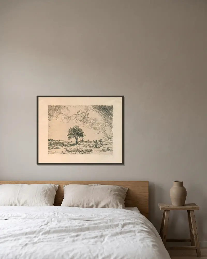 Herdarnas budskap av Jakob Smits inramad på en vägg