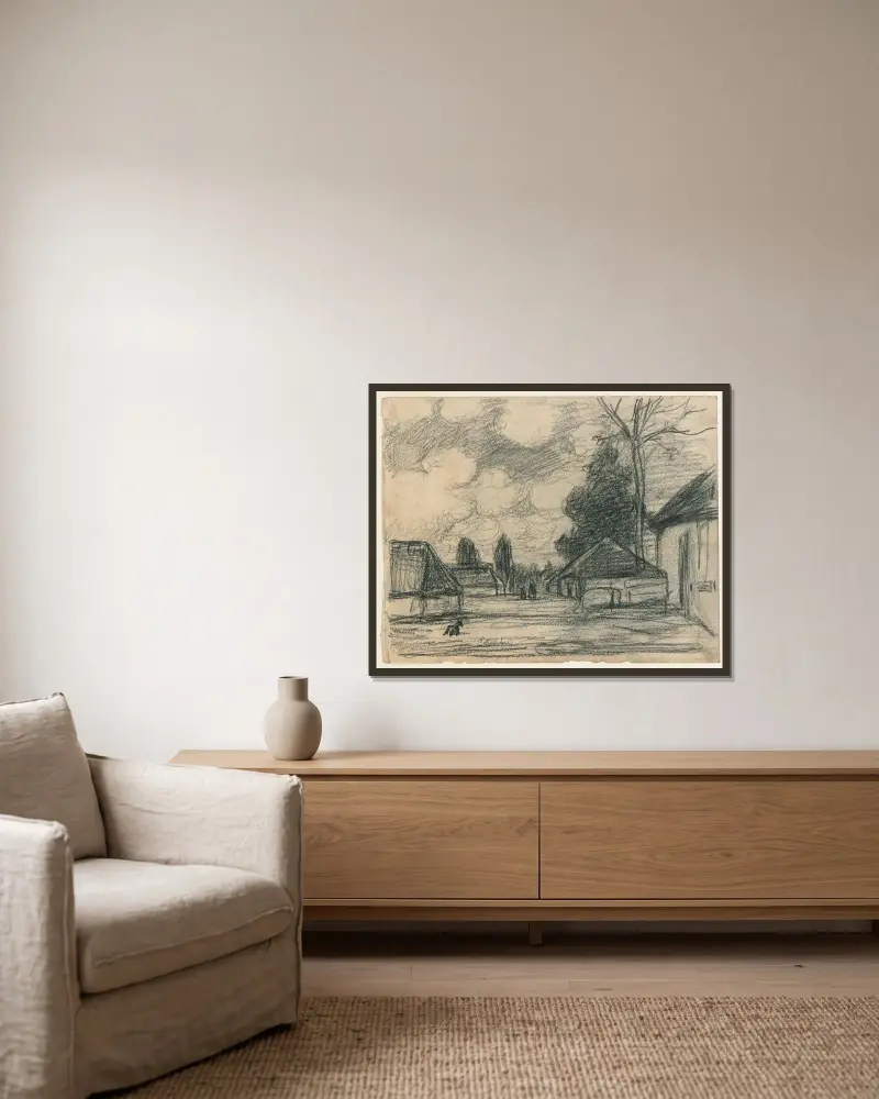 Liten by av Jakob Smits inramad på en vägg