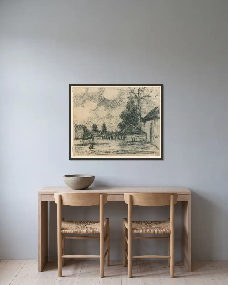 Liten by av Jakob Smits inramad på en vägg