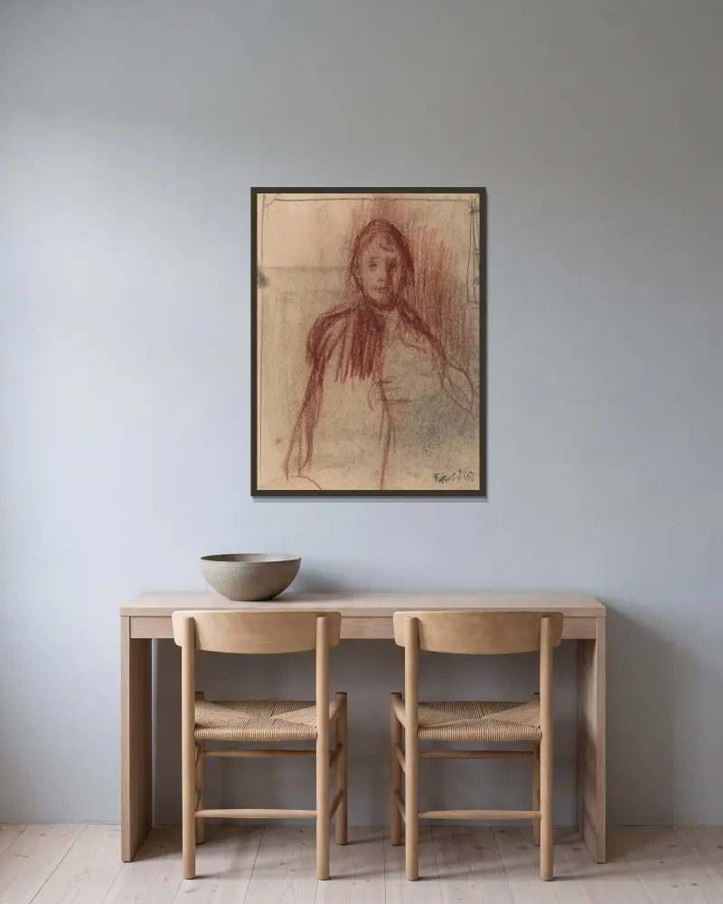 Malvina mit Umhang von Jakob Smits gerahmt an einer Wand