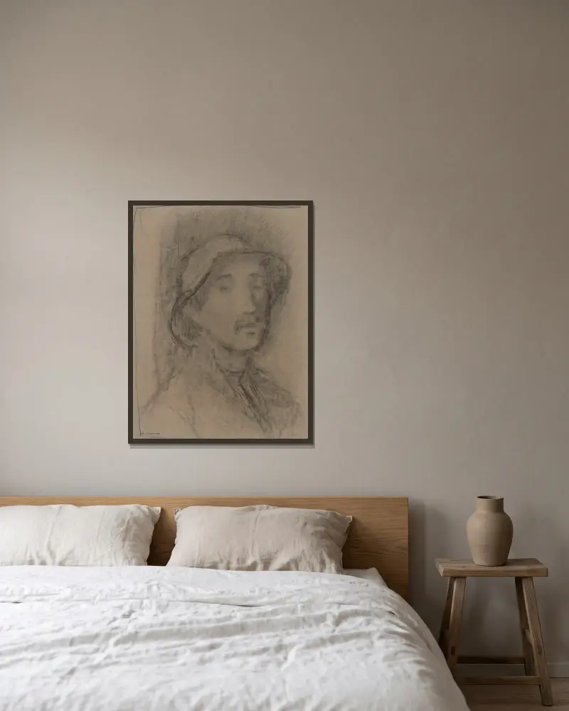 Mann mit Hut von Jakob Smits gerahmt an einer Wand