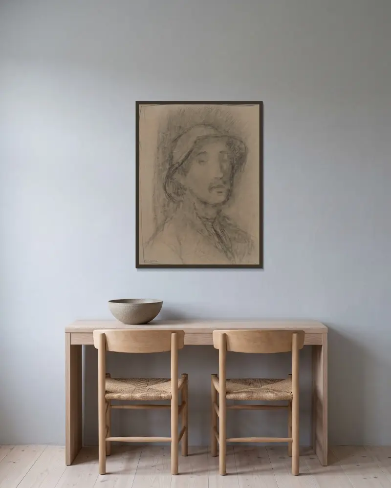 Mann mit Hut von Jakob Smits gerahmt an einer Wand