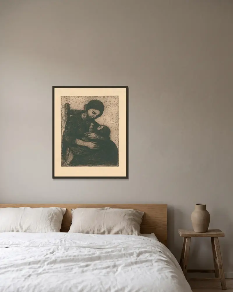 Moeder en kind von Jakob Smits gerahmt an einer Wand