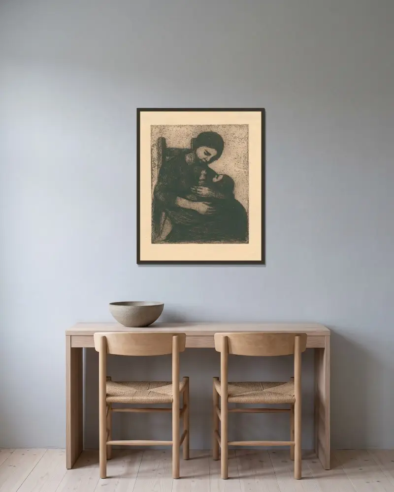Moeder en kind von Jakob Smits gerahmt an einer Wand