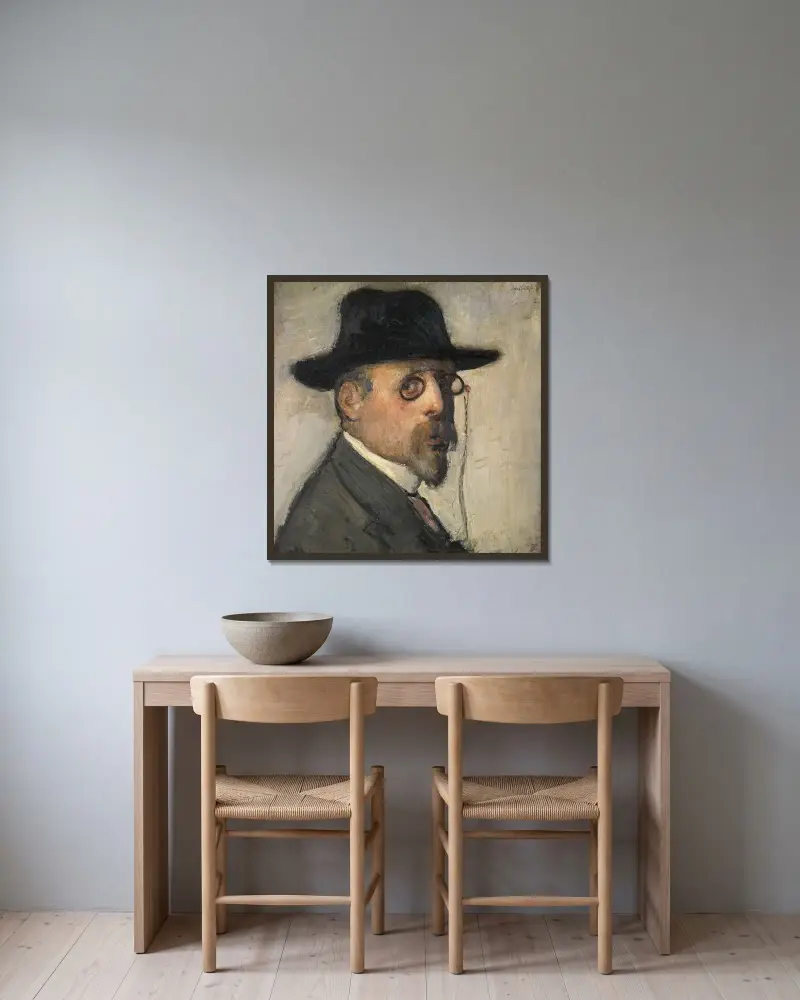 Self Portrait av Jakob Smits inramad på en vägg