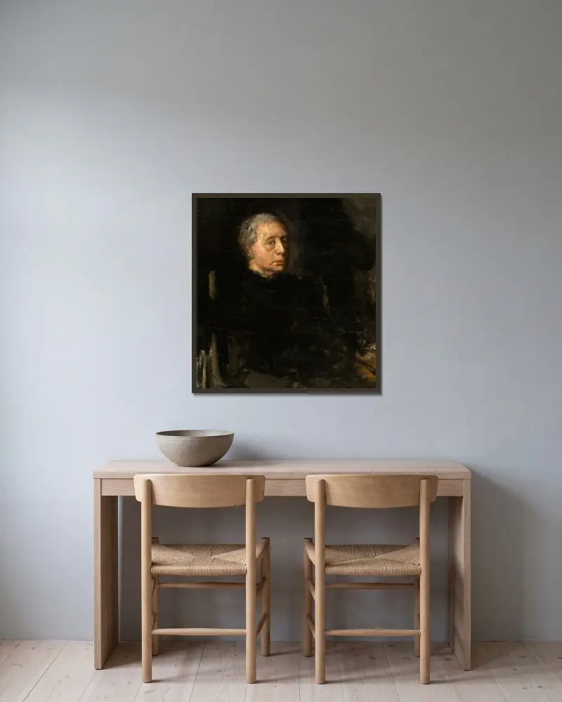 Theodora De Graaf, the Artist’s Mother av Jakob Smits inramad på en vägg