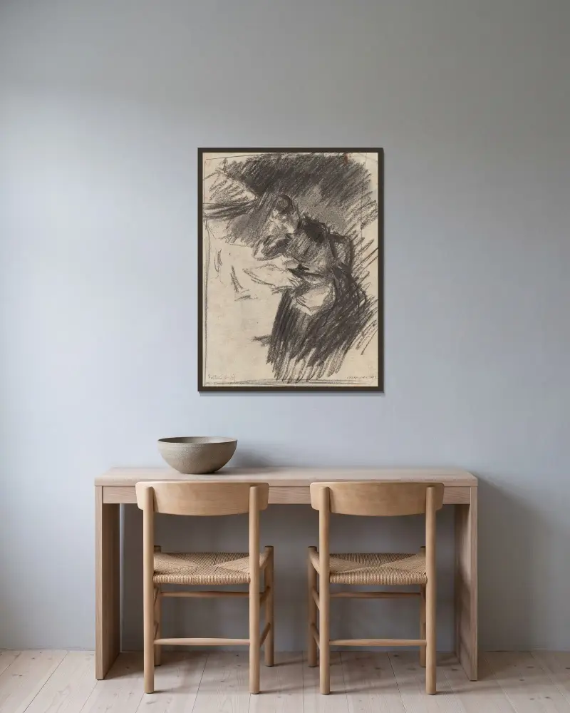 Woman Reading av Jakob Smits inramad på en vägg