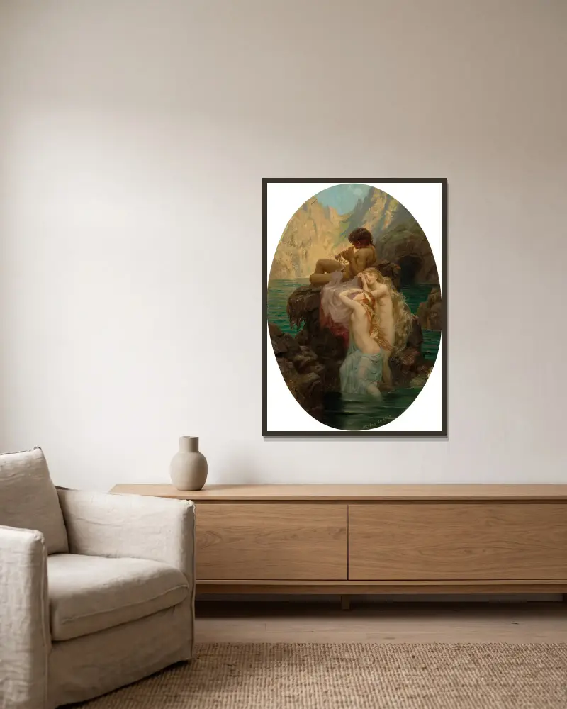 Meeresmelodien von Herbert James Draper gerahmt an einer Wand