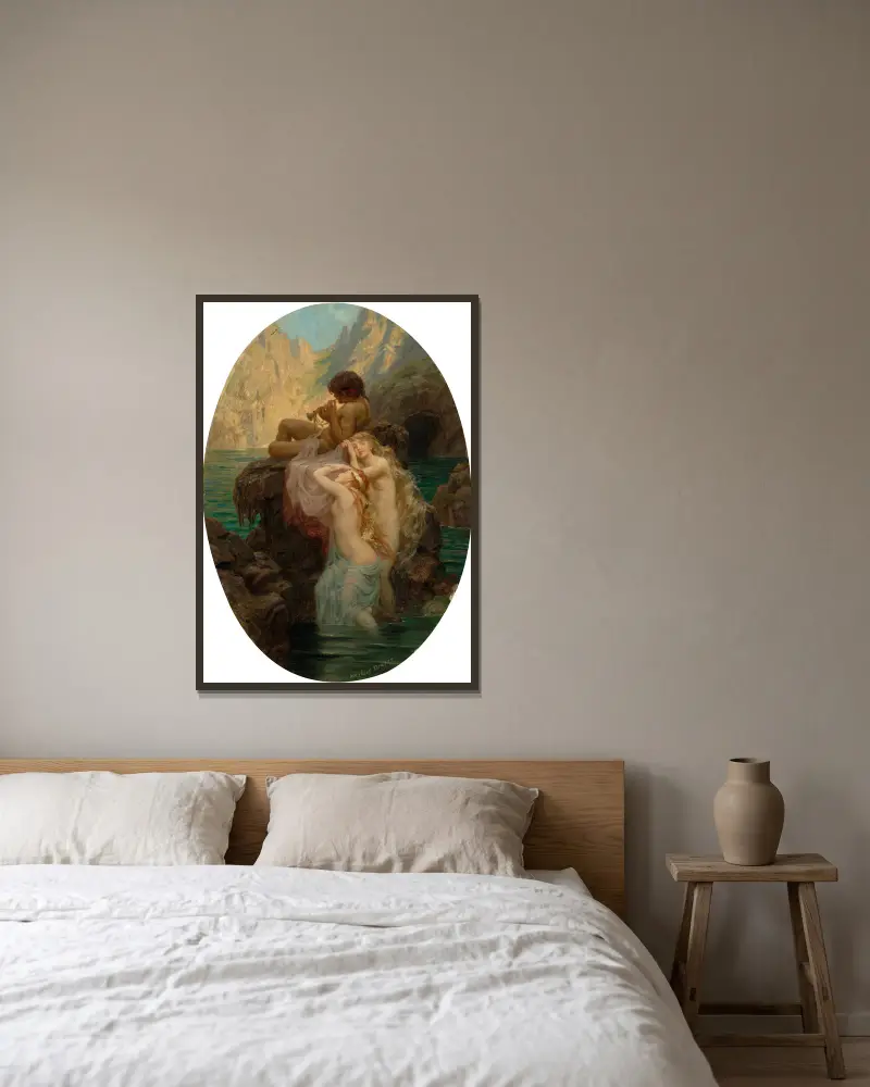 Meeresmelodien von Herbert James Draper gerahmt an einer Wand