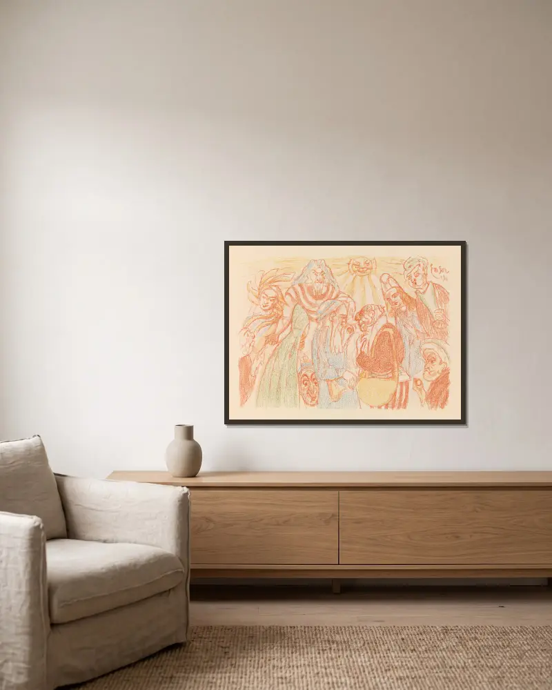 Caesars Denar von James Ensor gerahmt an einer Wand