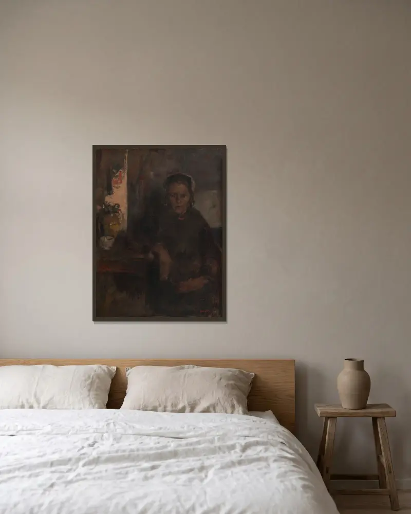 Fischerfrau von James Ensor gerahmt an einer Wand