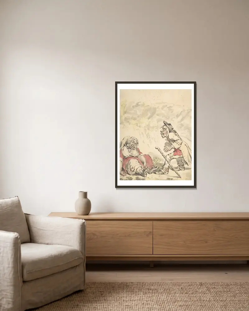 Cymon i Ifigenia, James Gillray w ramie na ścianie