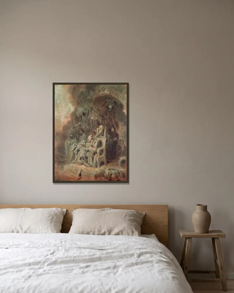 Voltaire unterweist den jungen Jakobinismus von James Gillray gerahmt an einer Wand
