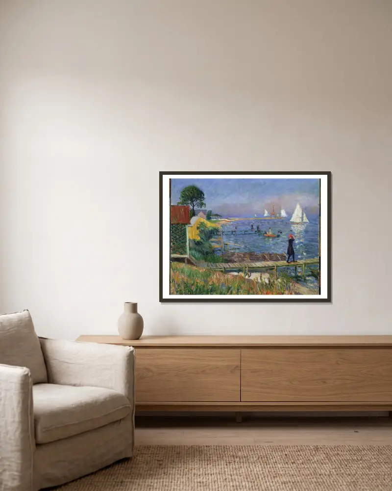 Badende in Bellport von William James Glackens gerahmt an einer Wand