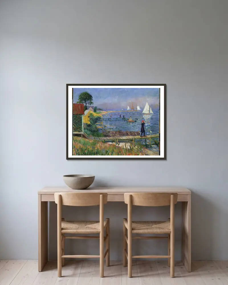 Badende in Bellport von William James Glackens gerahmt an einer Wand