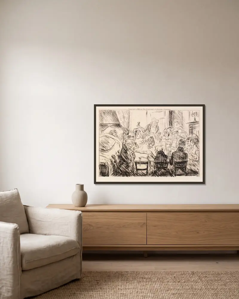 Nichts war zu hören außer dem Geklapper von Tellern und Gabeln von William James Glackens gerahmt an einer Wand