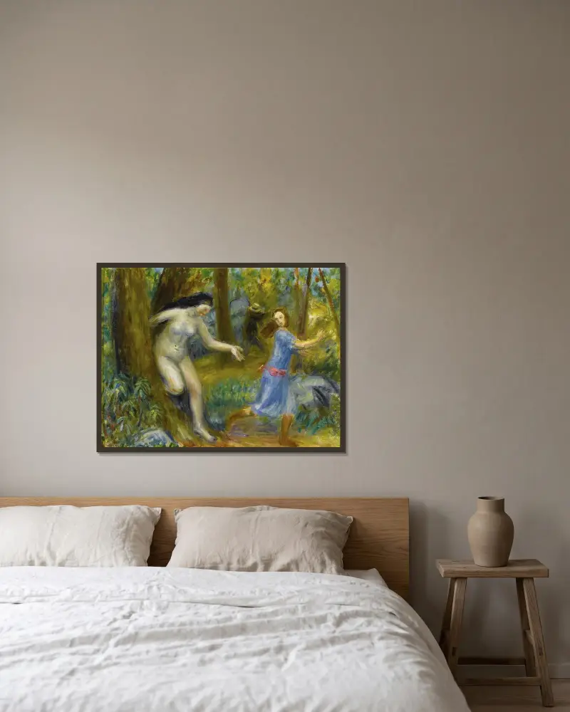Nymfserie, med man av William James Glackens inramad på en vägg
