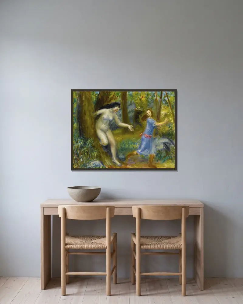 Nymfserie, med man av William James Glackens inramad på en vägg