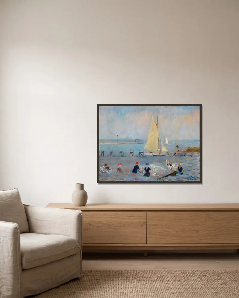 Pejzaż morski z sześcioma kąpiącymi się, Bellport, William James Glackens w ramie na ścianie