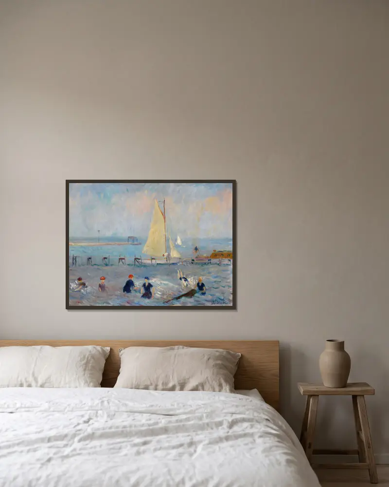 Pejzaż morski z sześcioma kąpiącymi się, Bellport, William James Glackens w ramie na ścianie