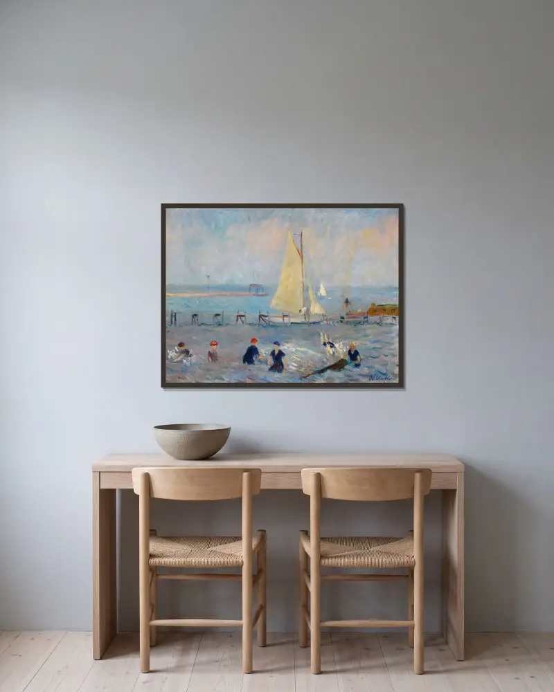 Pejzaż morski z sześcioma kąpiącymi się, Bellport, William James Glackens w ramie na ścianie