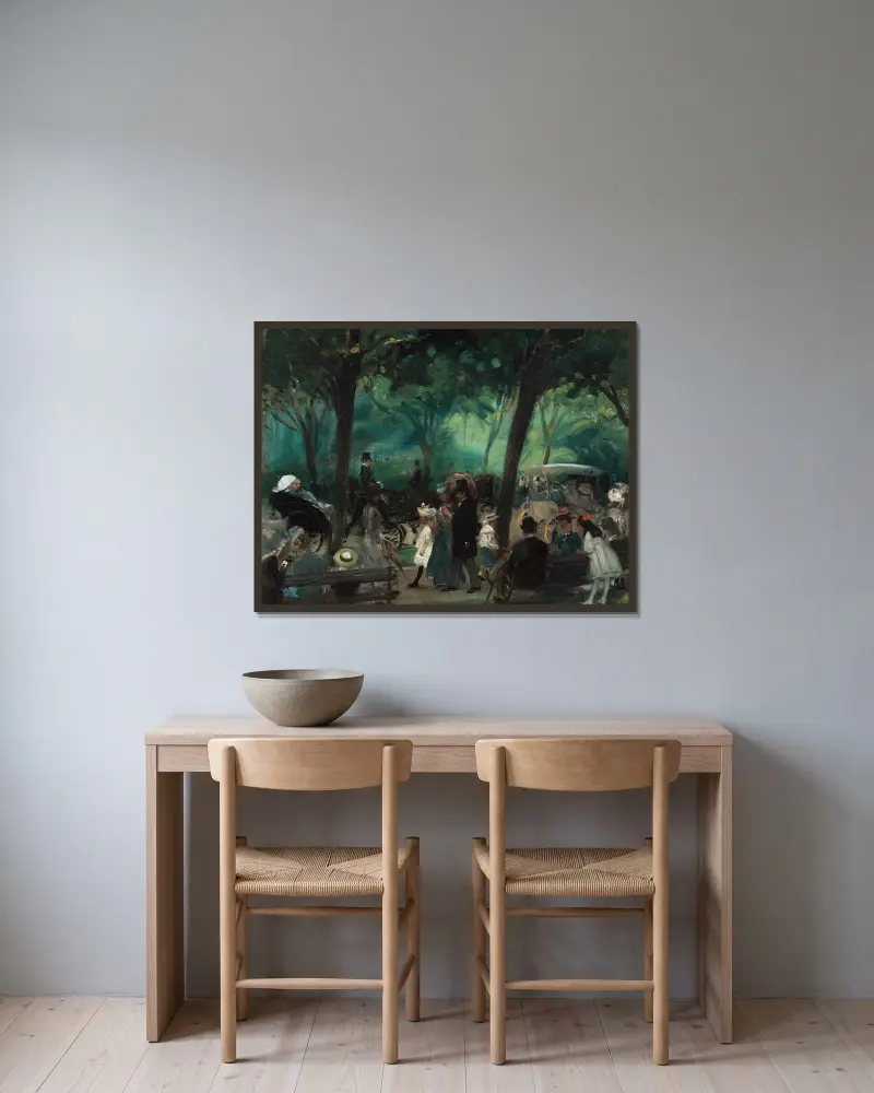 Cesta v Central Parku, William James Glackens v rámu na stěně