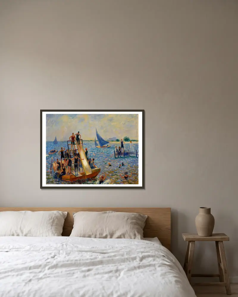 Das Floß von William James Glackens gerahmt an einer Wand