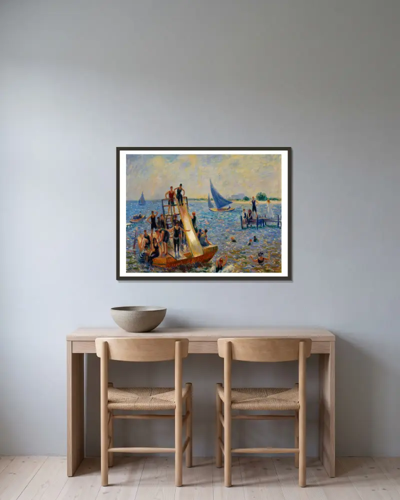 Das Floß von William James Glackens gerahmt an einer Wand