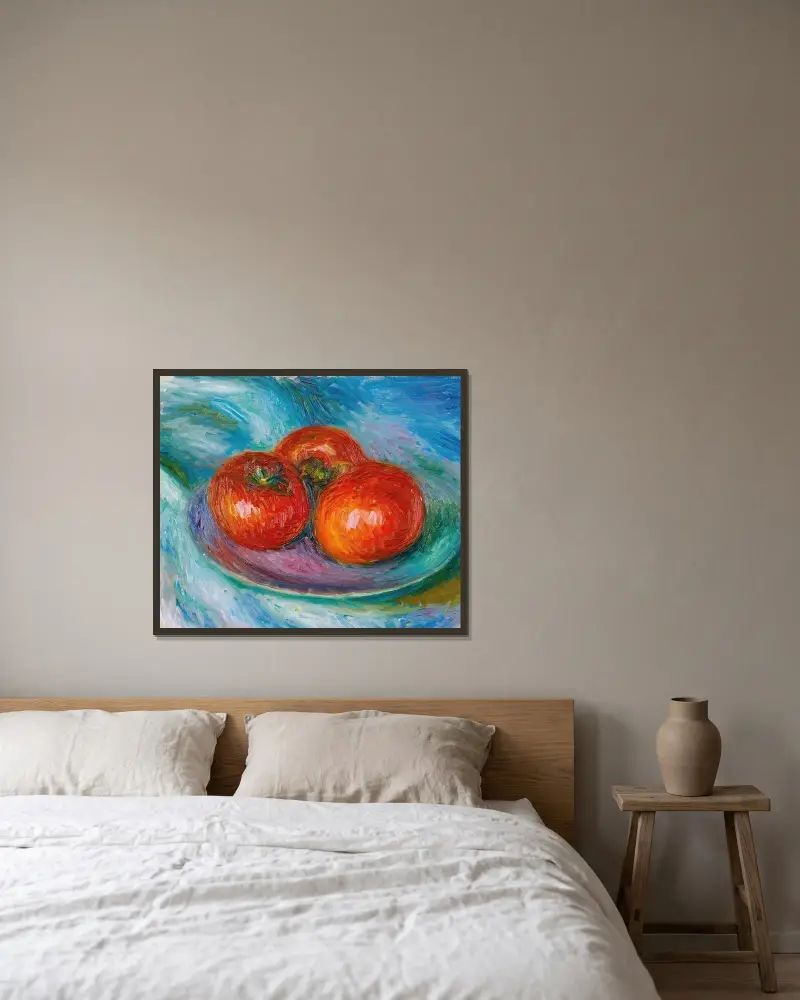 Drei Tomaten von William James Glackens gerahmt an einer Wand