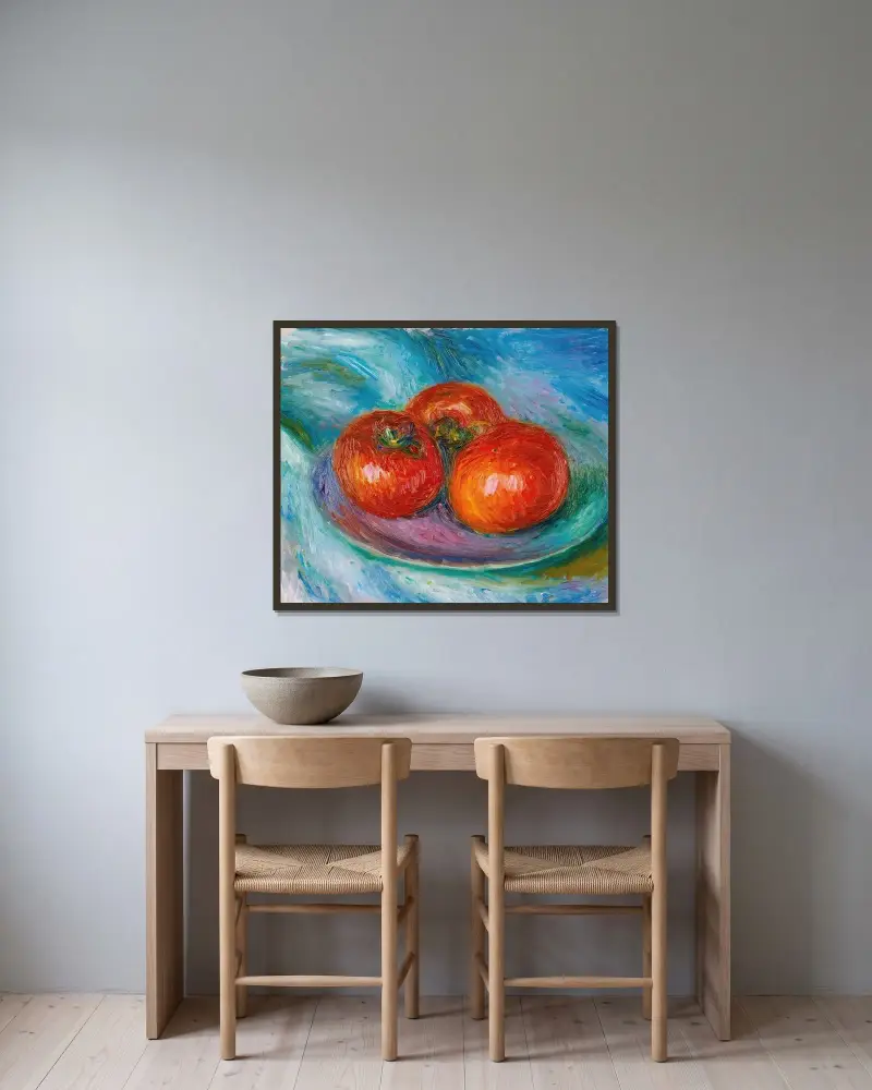 Drei Tomaten von William James Glackens gerahmt an einer Wand