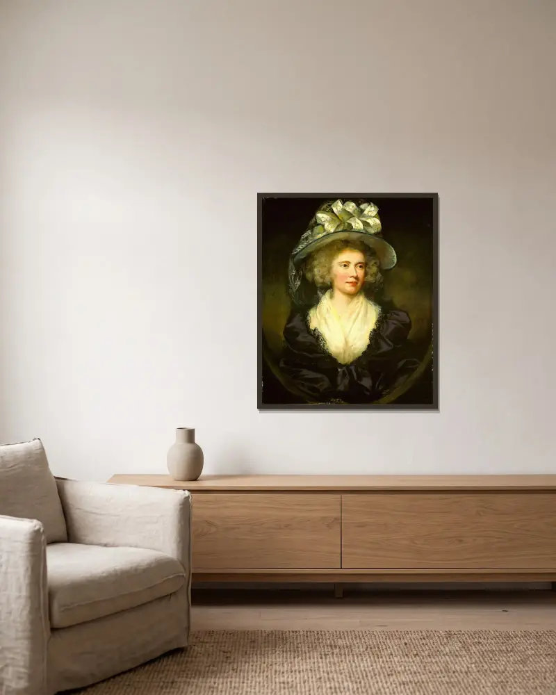 Mrs. Allan Maconochie av James Northcote inramad på en vägg