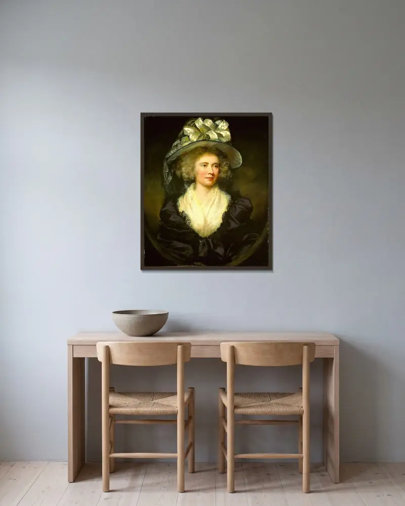 Mrs. Allan Maconochie av James Northcote inramad på en vägg