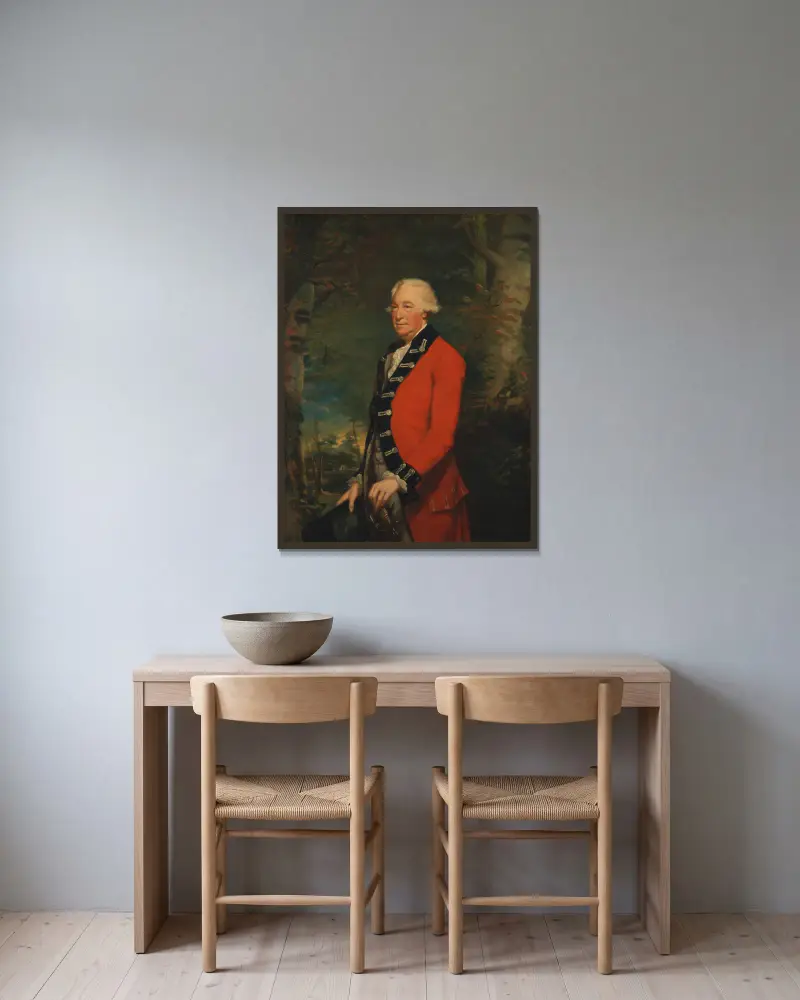 Sir Ralph Milbanke, Bt., i Yorkshire (North Riding) milis uniform av James Northcote inramad på en vägg