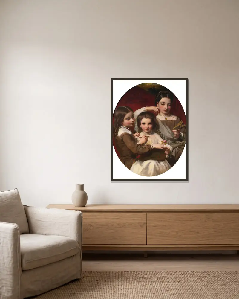 Porträt der Russell-Schwestern von James Sant gerahmt an einer Wand